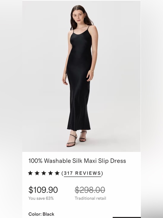 Quince Dresses & Skirts - Quince Black Washable Silk Maxi Slip Dress